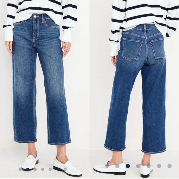 Old Navy Denim - Old Navy High-Waisted Wow Crop Wide-Leg Jeans Dark Wash Size 6